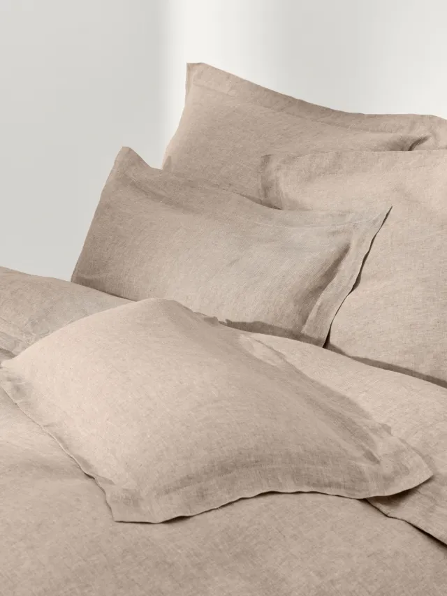 Westwing Collection Linnen dekbedovertrek Linna met Oxford rand Roze
