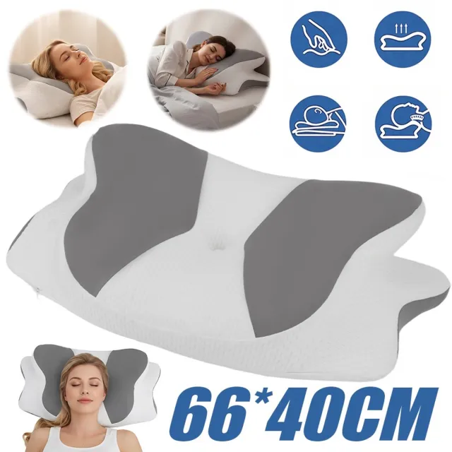 JIMUYU Orthopedisch Tractiekussen Voor Nek En Rug - Ergonomische Vorm, Verkoelend Traagschuim, Ademende Hoes - Geschikt Voor Rug- En Buikslapers - Wit
