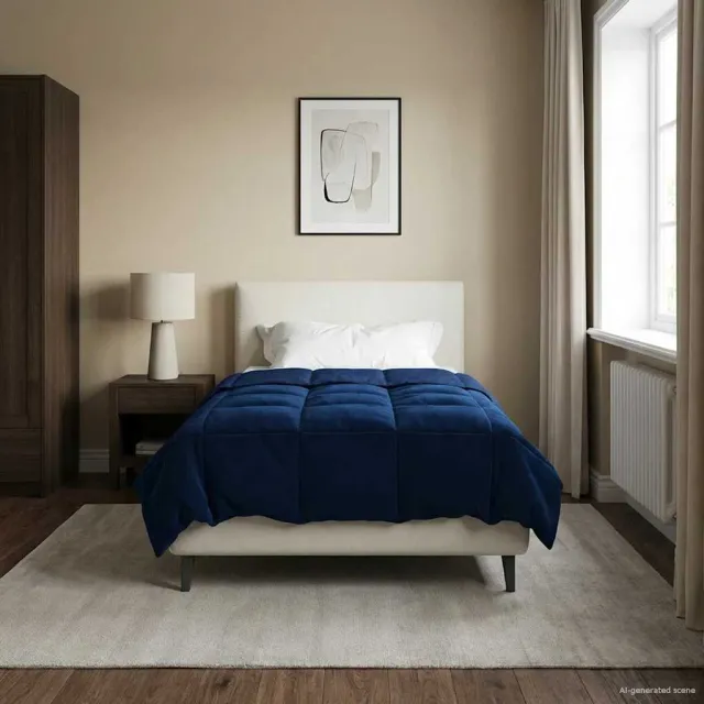 vidaXL Winter Dekbed 140 x 200 cm Winter Microfiber (100% polyester) Blauw