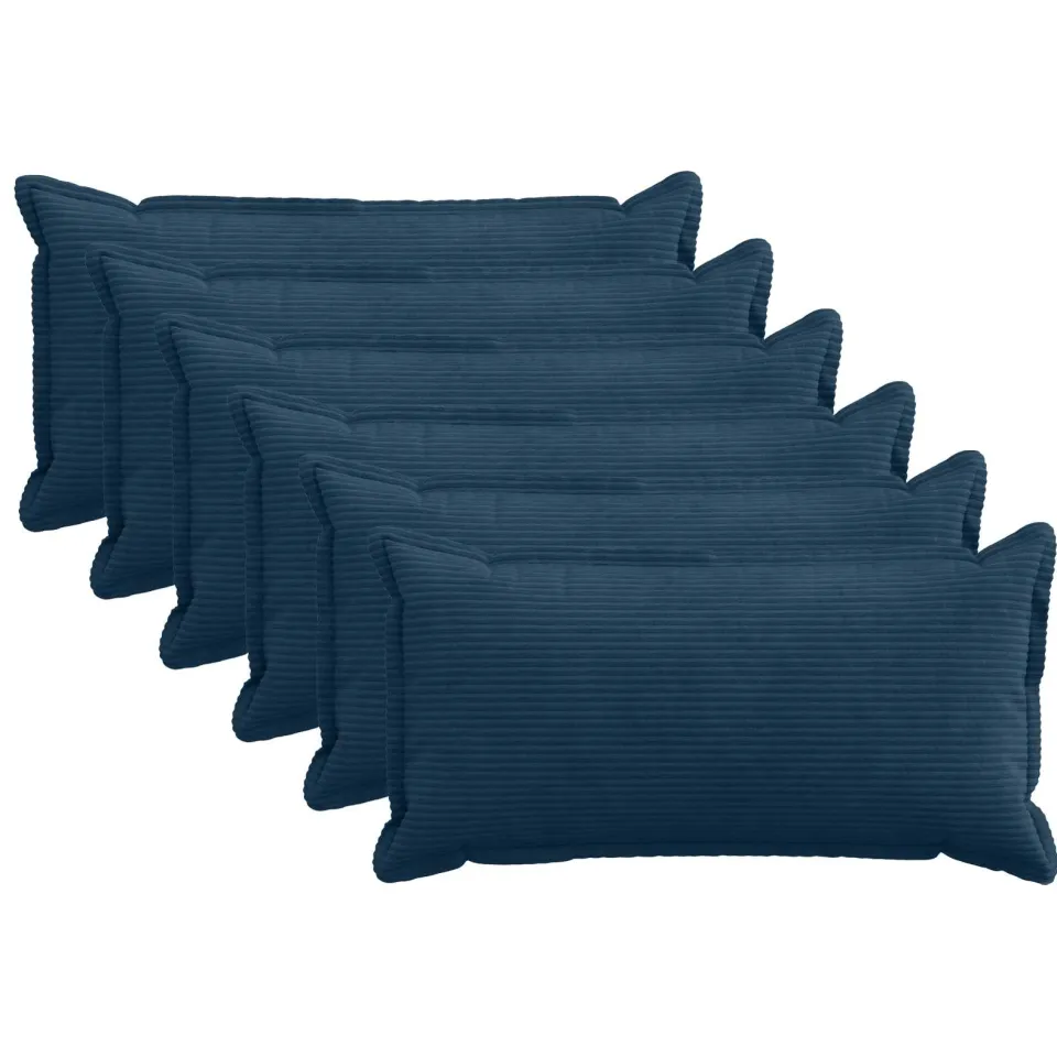 vidaXL Kussensloop 6 st HOUTEN Marineblauw 40 x 80 cm corduroy, foto 3