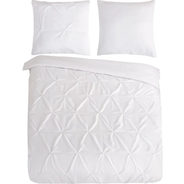 Pure dekbedovertrek luxe stiksel plooien - Lits jumeaux 240x200/220 cm - Wit - Microvezel