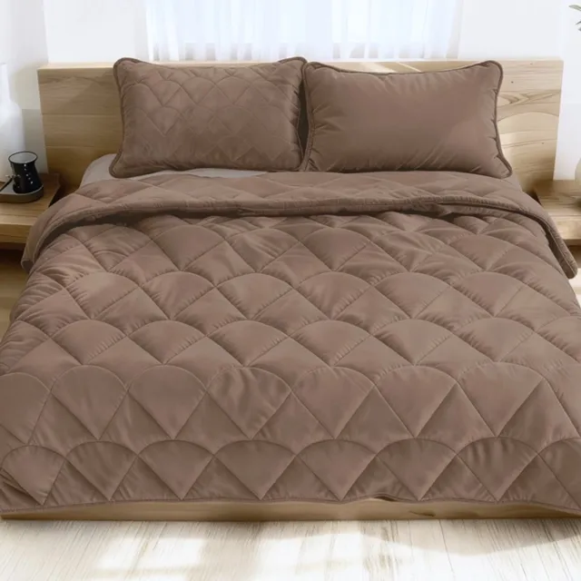 Zavelo Easy All-in-one-Dekbed Velvet met Kussenslopen Taupe/Bruin-1-persoons (140x200 cm) Bruin, Taupe