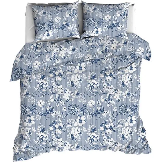 Romanette Victorine Dekbedovertrek - Tweepersoons - 200x200/220 cm - Blauw