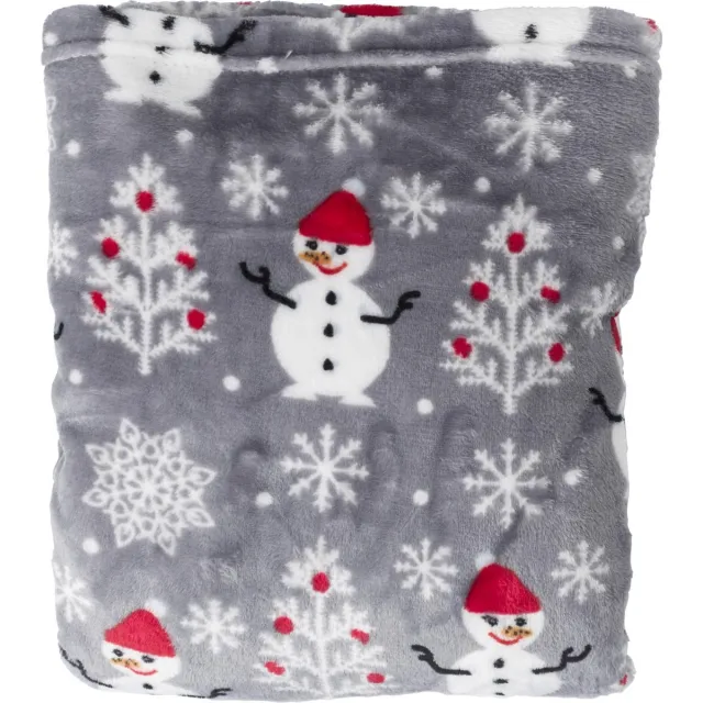 Lupine Winter Plaid - Kerst deken - Kerstplaid - Winterafbeeldingen - Fleece deken - Fleece Plaid - Fleece Kerst - 150 x 120 rood wit grijs