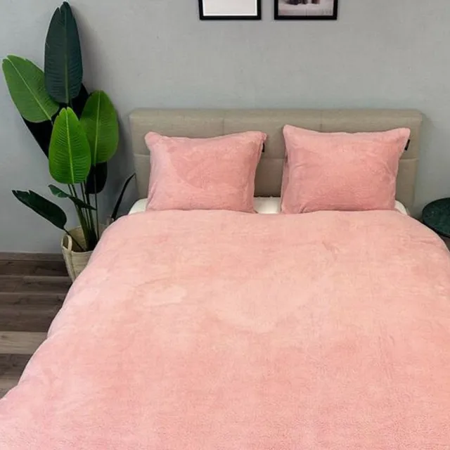 Slaaptextiel Dekbedovertrek Fluffy Teddy Fleece Roze-Lits-jumeaux (240 x 200/220 cm)