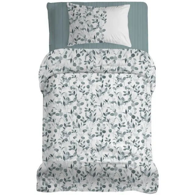 LINNICK Dekbedovertrek Katoen Renforcé Putto - Mint - Dekbedovertrek 140x200/220cm - 100% Katoen - Eenpersoons - Dekbedovertrekken - Bladeren Dekbedovertrek Putto groen