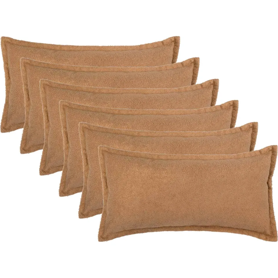 vidaXL Kussensloop 6 st HOUTEN Beige 40 x 70 cm Bouclé, foto 3