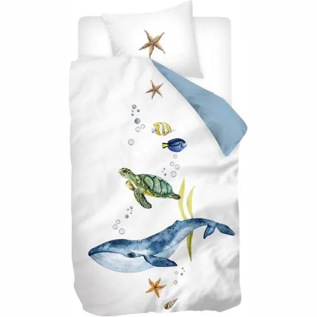 Snoozing Tavion Dekbedovertrek - Flanel - 1 sloop) - Wit/Blauw