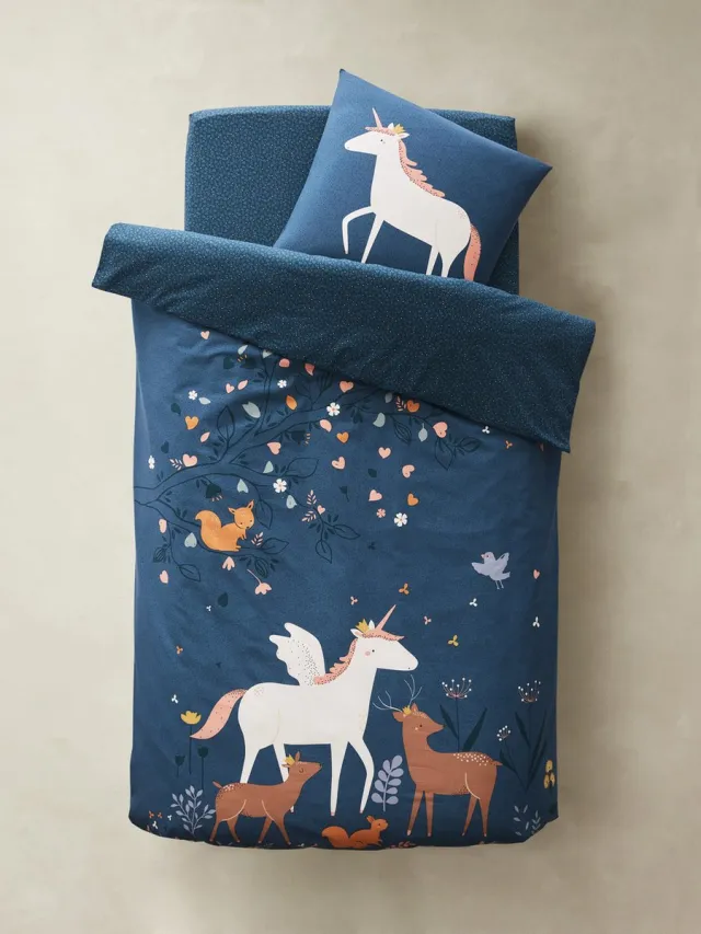 vertbaudet Dekbedovertrek + kussensloopset voor kinderen FORET ENCHANTEE Blauw
