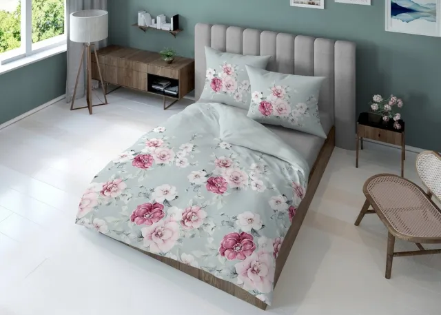 Detexpol Dekbedovertrek microvezel groen met bloemen