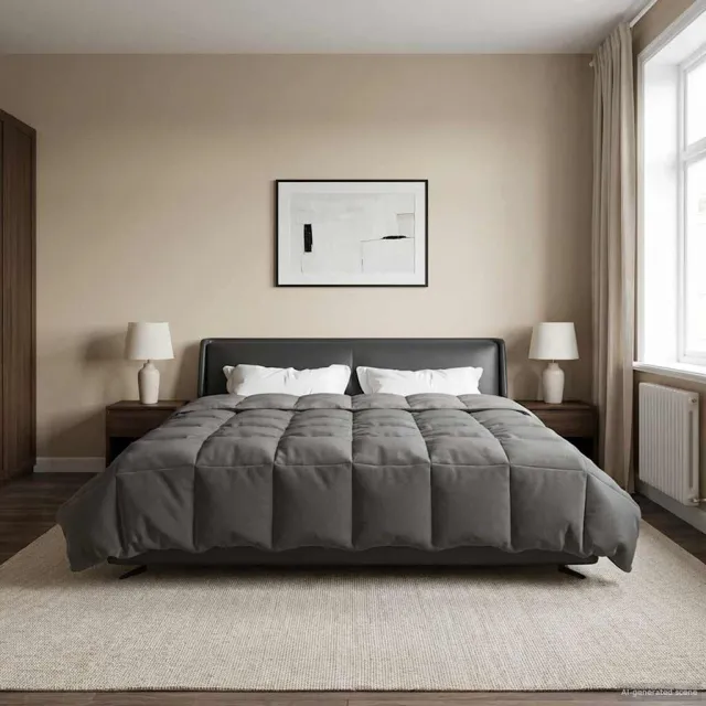 vidaXL Vol jaar dekbed 240 x 260 cm Microfiber (100% polyester) Lichtgrijs