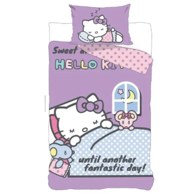 Hello Kitty slapen Dekbedovertrek 140 X 200 cm - 70x90 cm - katoen Paars