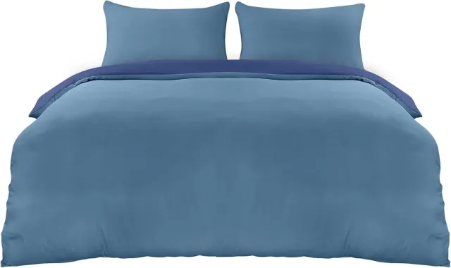 Famanu Dekbedovertrek Set - Zachte Microvezel Dekbedovertrek 230x220cm met Kussenslopen 50x75cm - Beddengoed Dekbedovertrek Set - Donkerblauw En Lichtblauw