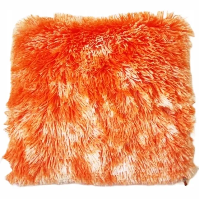 Granda Decoratieve Kussenhoes 45x45 Wit-Oranje - Zacht Vachtimitatie
