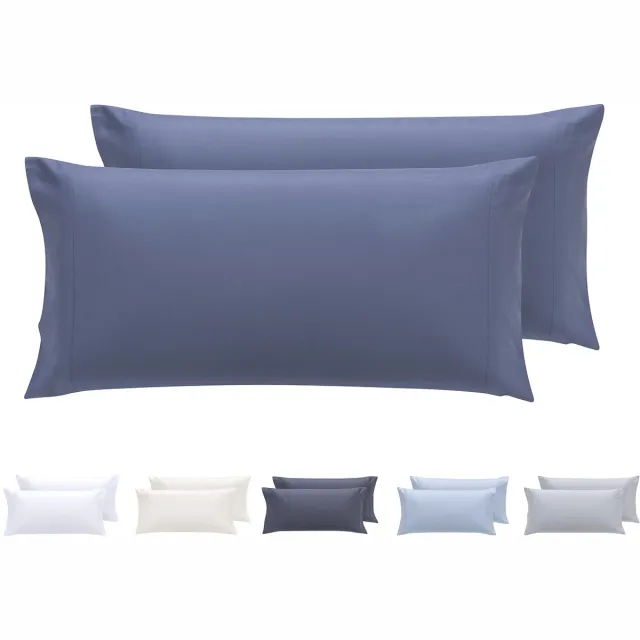 Famanu Set van 2 kussenslopen van extra zachte microvezel, hypoallergeen, afmetingen 75 x 40 cm, grijsblauw