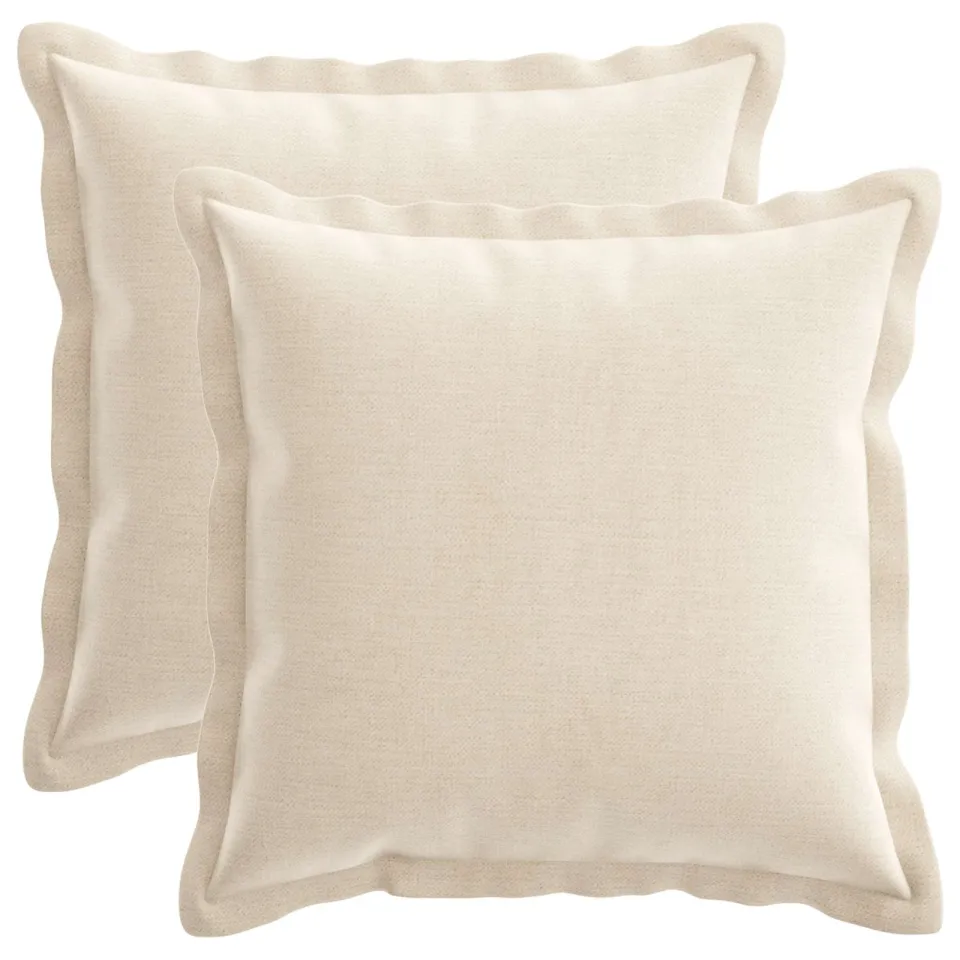 vidaXL Kussensloop 2 st HOUTEN Crèmekleurig 50 x 50 cm Chenille Stof, foto 3