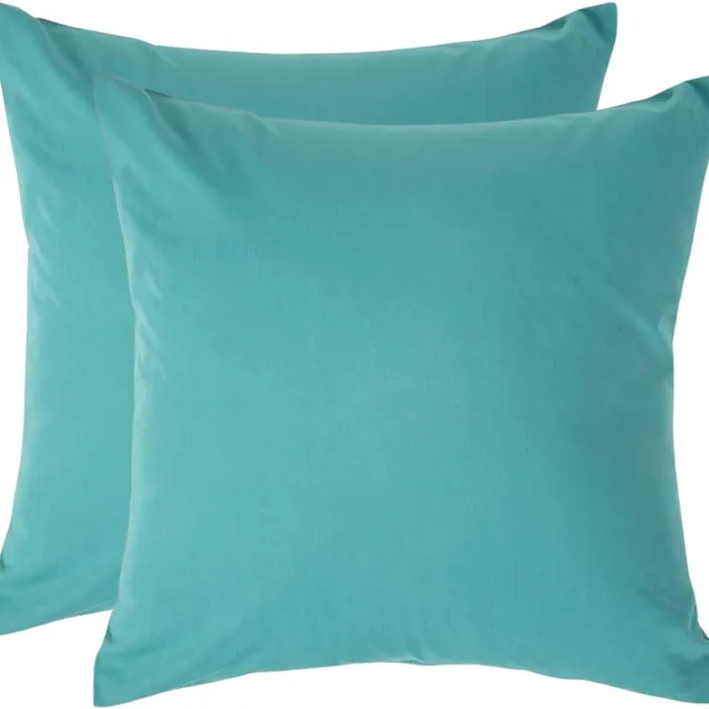 Homescapes Kussensloop 40x40 cm Set van 2 – Petrol – 100% Egyptisch Perkal Katoen – 200 TC