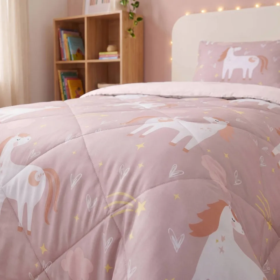 W dekbed zonder overtrek met kussensloop Lazy - paardenprint roze, foto 6