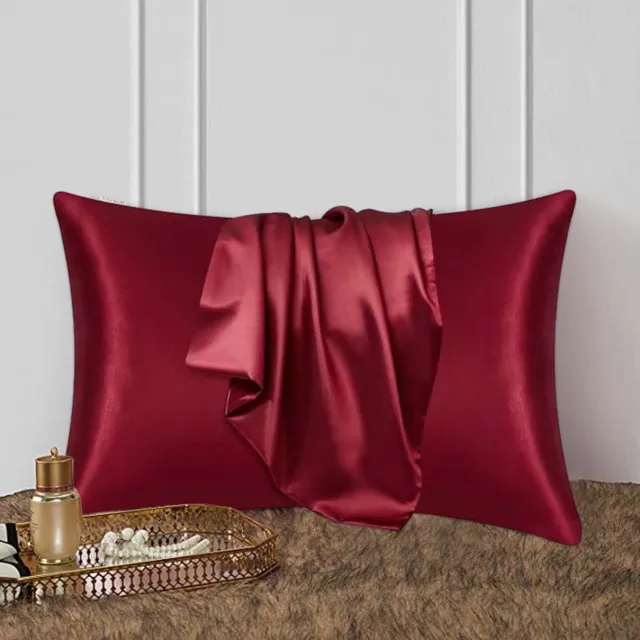 Ulisem Zijden Kussensloop Queen Size - Set Van 2 - Verborgen Rits - Mulberry Zijde - Licht Luxe Stijl - Anti-Rimpel - Drukverlichting - Ademend - Champagne Rood - 3-in-1