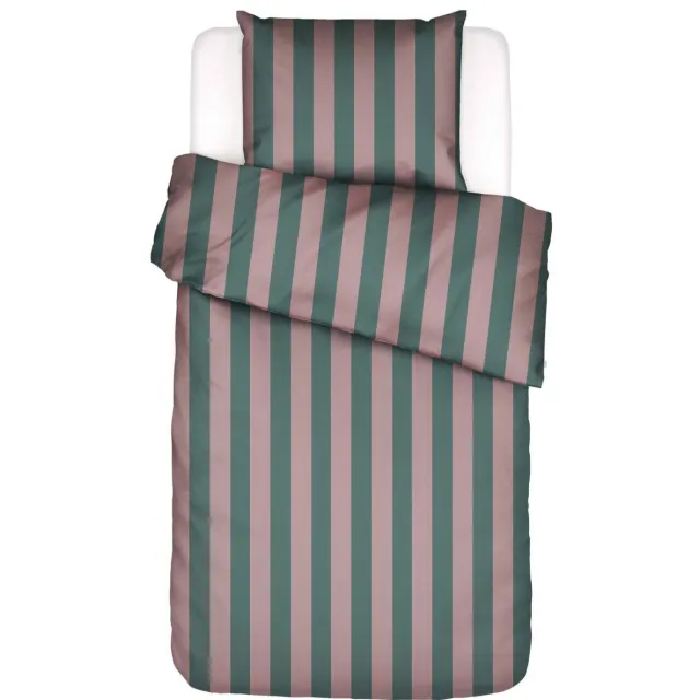 Essenza Minte Stripe dekbedovertrek woodrose Woodrose - Dark teal