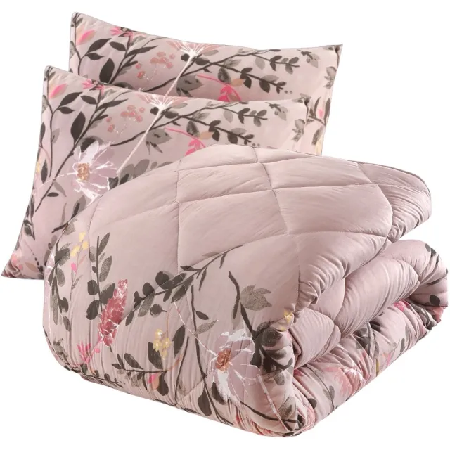 Bed Care Lazy Dekbed- Dekbed Zonder Overtrek - Vintage Flowers - 200x200 - Nude/Beige - Inclusief Kussenslopen 60x70 cm