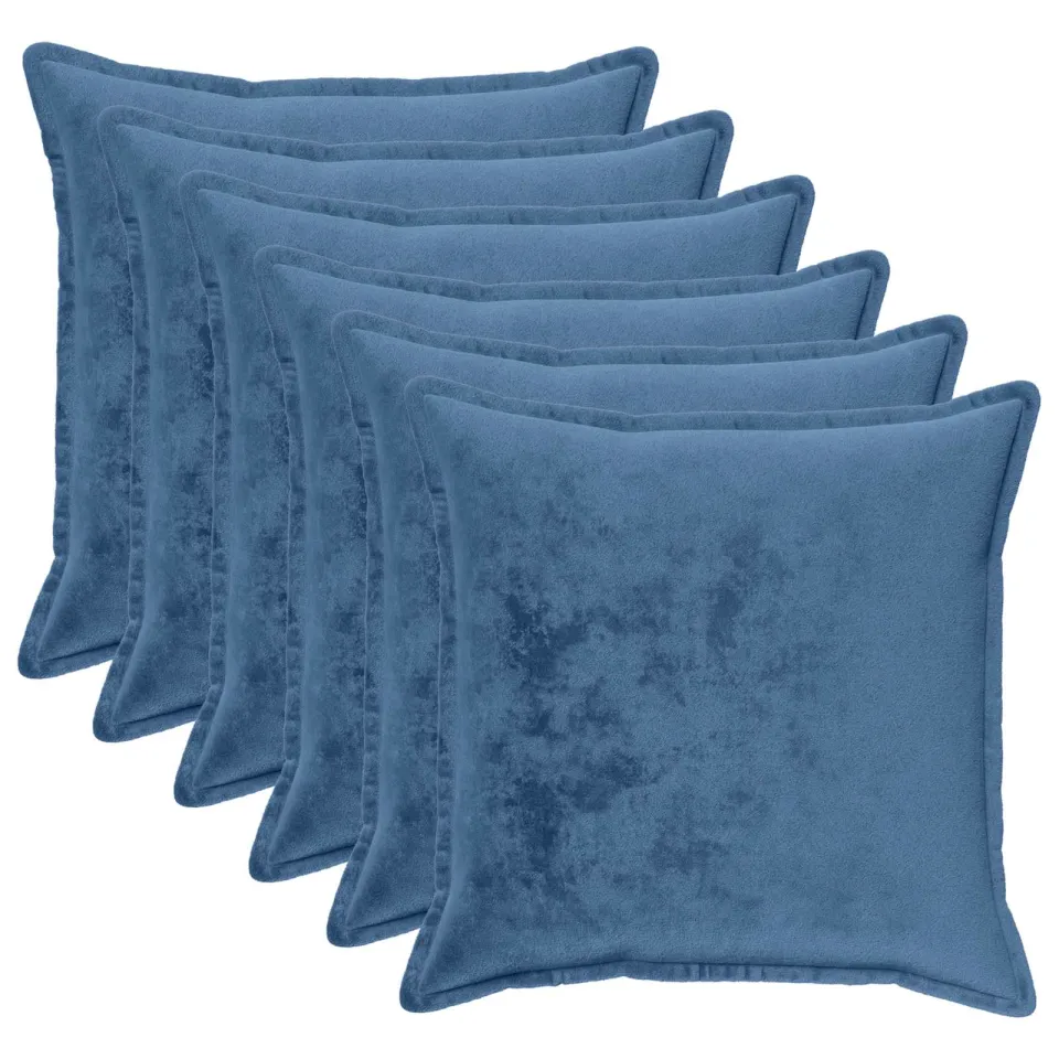 vidaXL Kussensloop 6 st HOUTEN Lichtblauw 60 x 60 cm Flanel blauw, foto 3