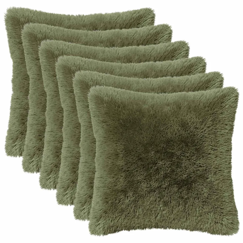 vidaXL Kussensloop 6 st HEERLEN Groen 35 x 35 cm PV Fleece