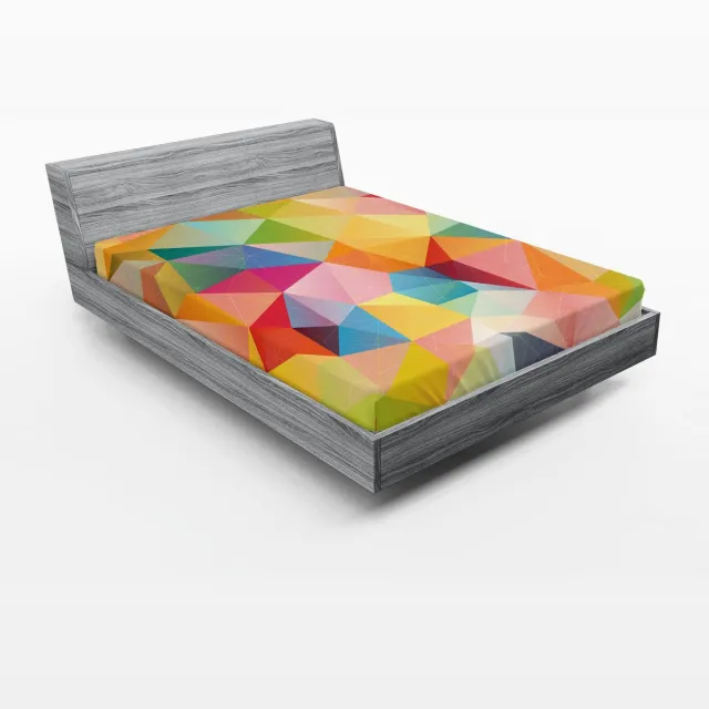 ABAKUHAUS Geometrisch hoeslaken, veelhoekig patroon, zachte decoratieve stof met elastische band, 140 x 200 cm, meerkleurig