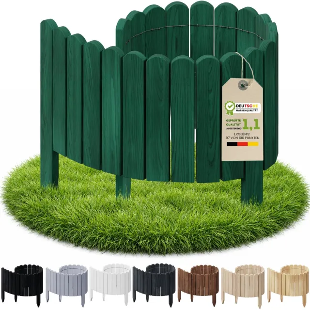Floranica rolborder hout - 100 cm - 30 cm hoog - groen - ronde bovenkant - boomspiegel - grenen