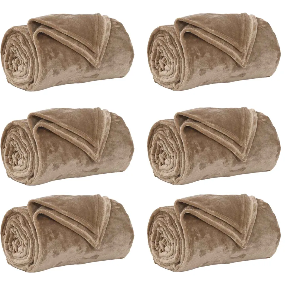 vidaXL Kleden 6 st Camel 270 x 240 cm 10,11 kg Fleece Bruin