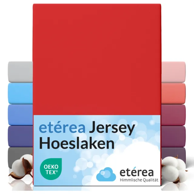 etérea Himmlische Qualität etérea Jersey Hoeslaken 90x200 - 100x200 cm Oekotex Made in Green - 100% katoen - Rood
