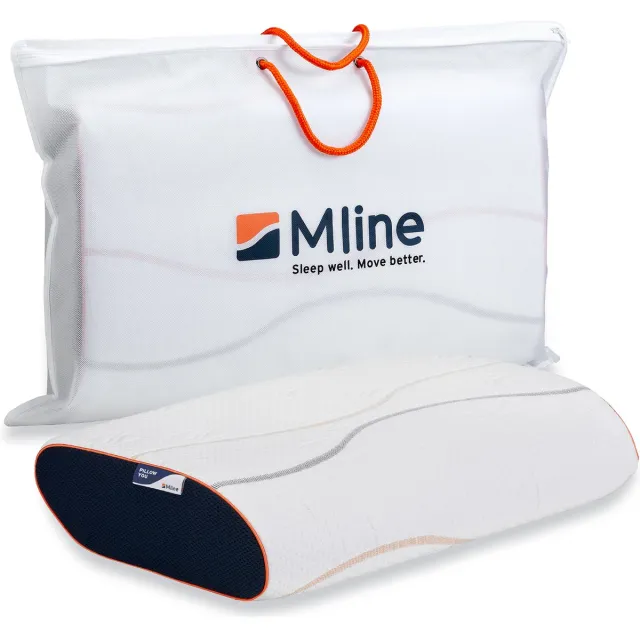 M line Pillow You Oranje - ergonomisch kussen - traagschuim hoofdkussen - anti allergisch – voor rug- en zijslapers - 11 cm hoog Wit, Oranje