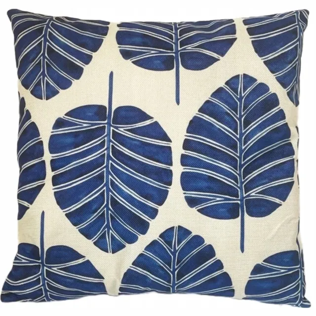 Granda Decoratieve Kussenhoes 45x45 cm - Jute, Linnen, Palmblad Veelkleurig
