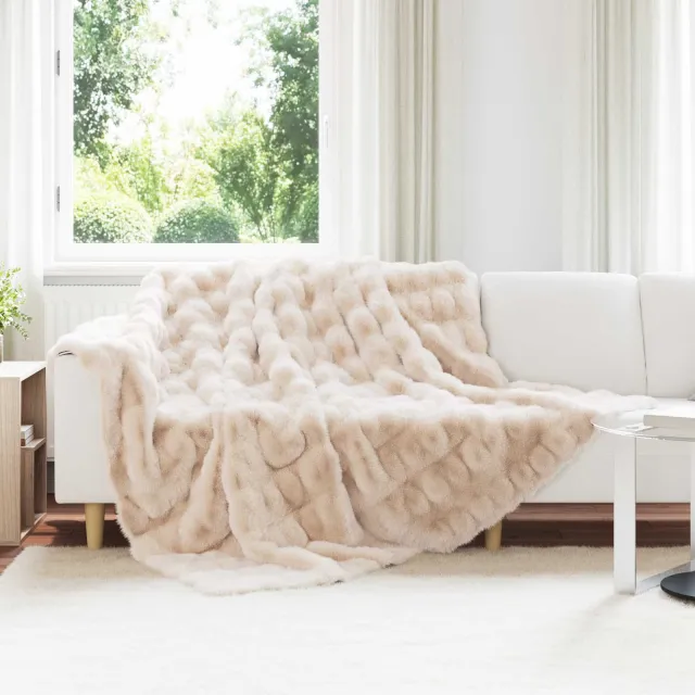 vidaXL Antislip deken van imitatie konijnenbont OLITE 4 st Beige, foto 2
