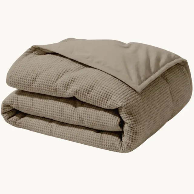 Y-not® Y-NOT – Dekbed Zonder Overtrek 200x220 – Waffle – All Season – Zacht & Wasbaar – Taupe