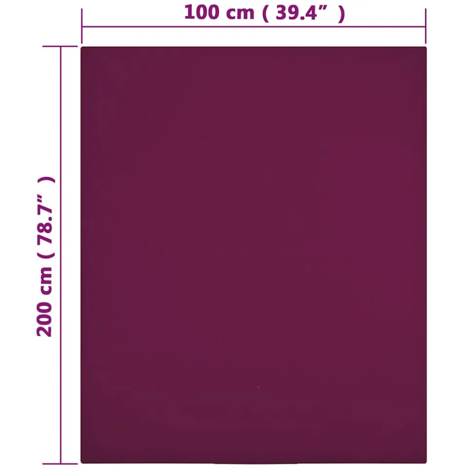 vidaXL Hoeslaken jersey 100x200 cm katoen bordeauxrood, foto 3