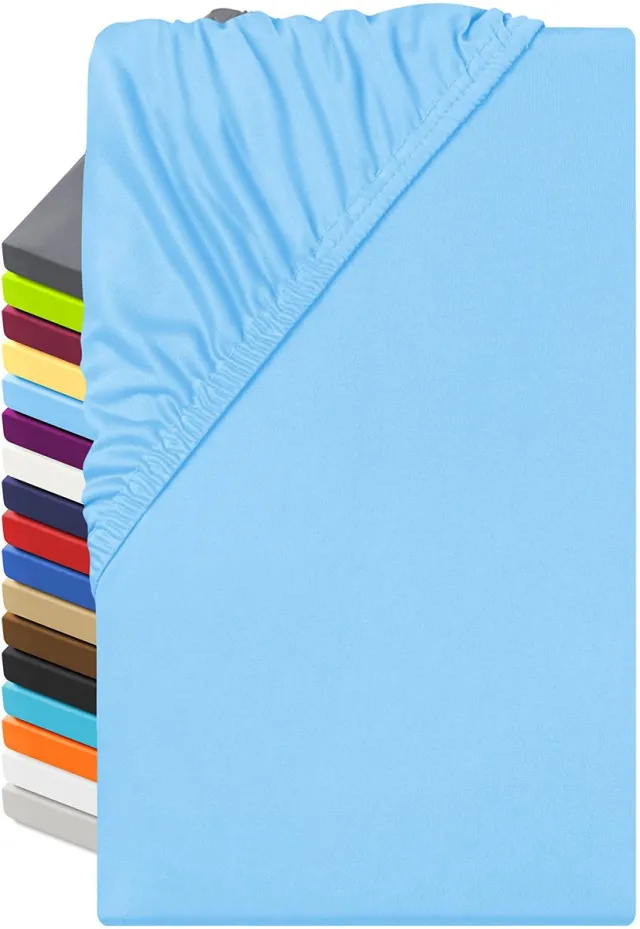 Ibenzoa Zachte en Ademende Microvezel Hoeslaken voor Allergievriendelijk Slaapcomfort, 140-160 x 200 cm, Lichtblauw