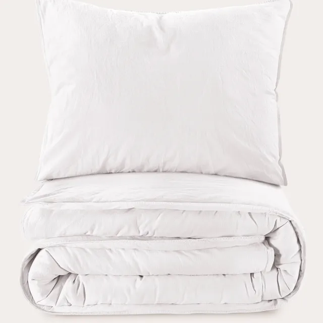 NOUS Living Stonewashed katoenen dekbedovertrek off-white
