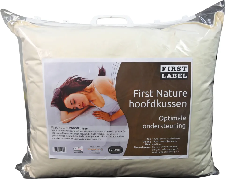 Polydaun kapok hoofdkussen beige, foto 4