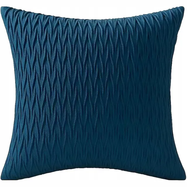 Fitizzio Decoratieve Kussenhoes 40x40cm - Velours met Golvend Patroon - Marineblauw