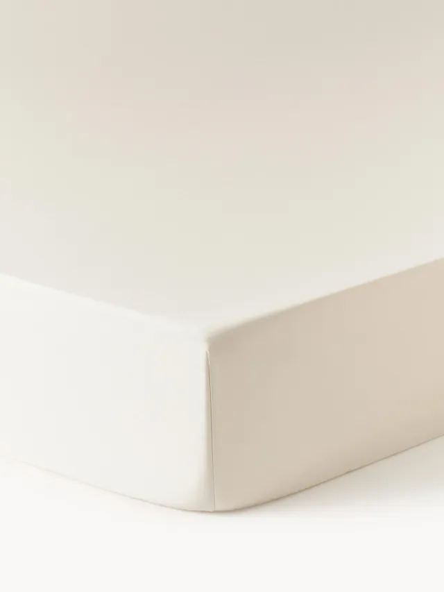 Westwing Collection Katoensatijnen topper hoeslaken Premium Wit