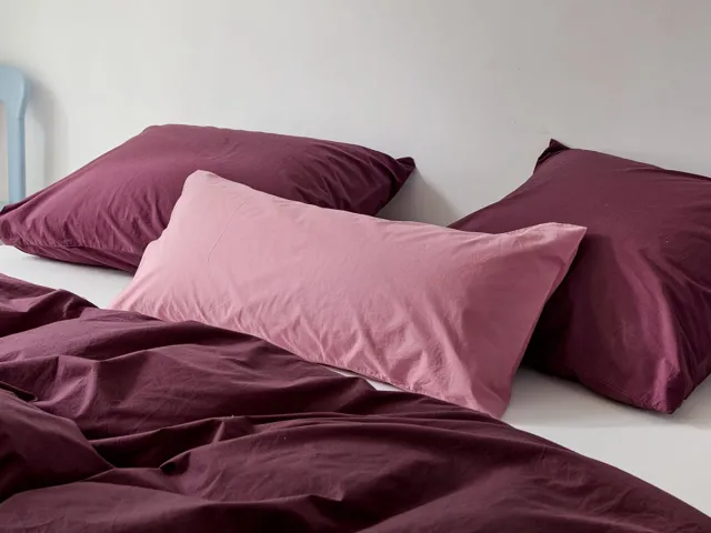 Yumeko kussensloop percal katoen framboosroze 40x80 - Bio, eco & fairtrade - 1 stuk Raspberry Dream