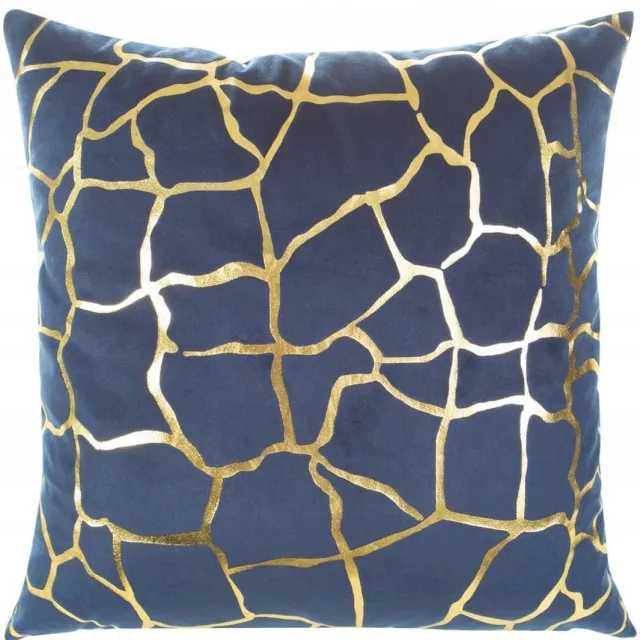 Eurofirany Decoratieve Kussenhoes 45x45cm - Navy Blauw & Goud - Fluweel