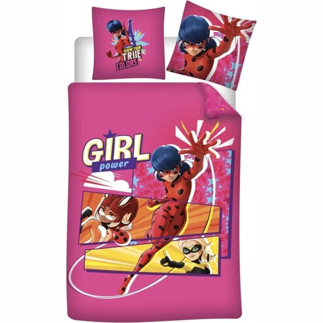Miraculous Dekbedovertrek Girl Power - Eenpersoons - 140 x 200 cm - Katoen Roze