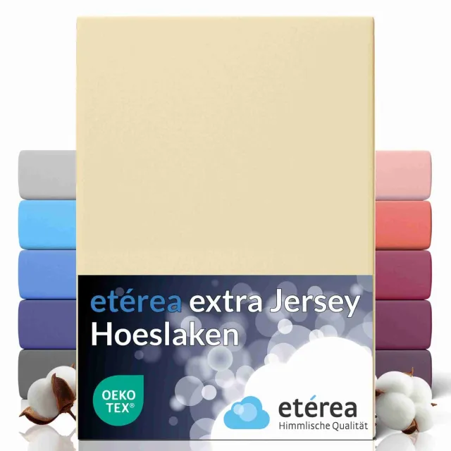 etérea Himmlische Qualität etérea Extra Jersey Hoeslaken 90x200 - 100x220 cm - Oekotex - 100% katoen - bis 35 cm - Ivor Natuur