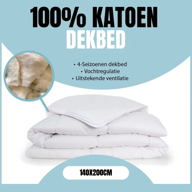 Eleganzzz 100% Katoen 4 Seizoenen Dekbed - 700gr/m2 - Zomerdekbed & Winterdekbed - 4 Seizoenen Dekbed 140x200cm - Eenpersoons - Dekbedden wit