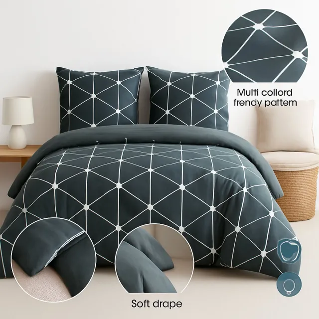Ibenzoa ® Dekbedovertrekset - Microvezel - Meerkleurig - 135 x 200 cm - 4-delig - Zacht & glad
