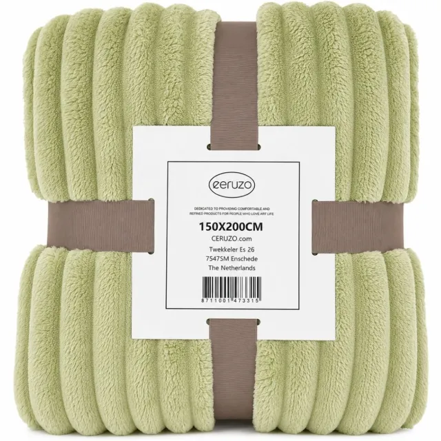 Ceruzo Fleece Deken 150x200 cm - Zacht Pistache Groen - Zachte Plaid -Woondeken