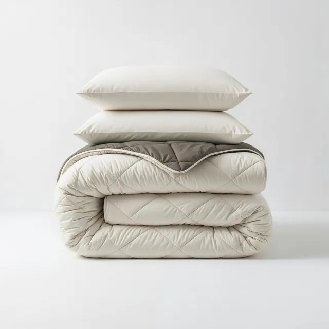 Sleeptime 2 in 1 Diamant Dekbed - Dekbed zonder Overtrek Inclusief Kussenslopen - 240x200 - Creme/Kaki