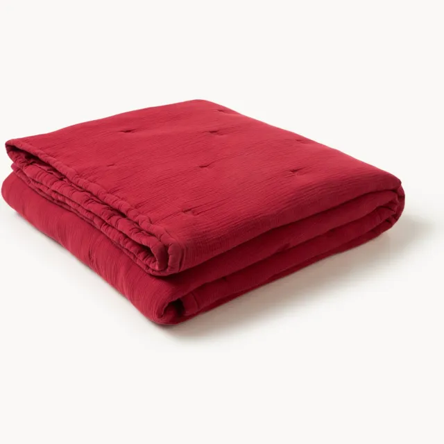Westwing Collection Gewatteerde katoenen bedsprei Astra Rood